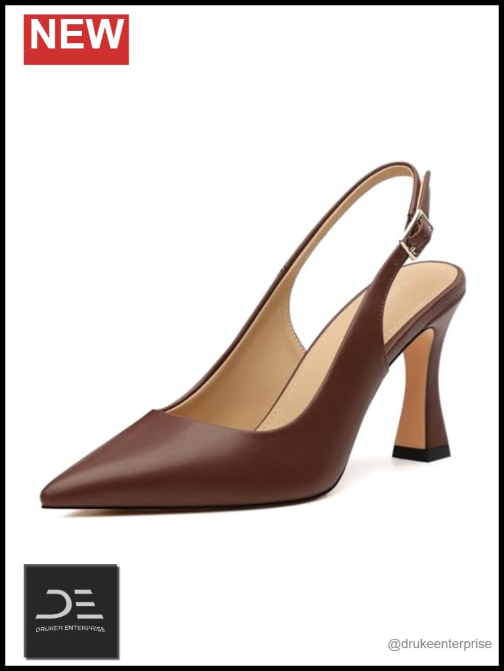 Slingback Stiletto Heels Pointed Toe Women's Dress Pumps Faux Leather 3.5"